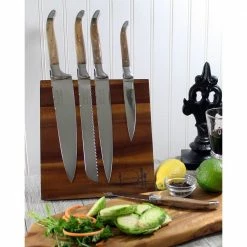 Outlet 🔥 Laguiole Connoisseur Olivewood 5 Piece Stainless Steel Kitchen Knife Set plus Magnetic Display. by French Home 👏 -Cutlery Sales french home knife sets lg042 4f 1000