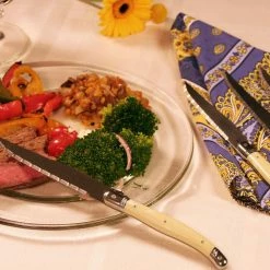 Coupon 🔥 Laguiole 4-Piece Faux Ivory Steak Knives by French Home ⌛ -Cutlery Sales french home steak knives lg011 31 1000