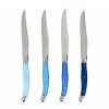 Coupon 👏 Laguiole 4.5 in. Stainless Steel Full Tang 4-Piece Serrated Steak Knife Set, Shades of Blue by French Home 🔔 -Cutlery Sales french home steak knives lg110 64 1000