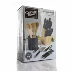Buy ⭐ Westminster 23-Piece Carbon Stainless Steel Knife Set in Black with Kitchen Tools by GIBSON HOME 😉 -Cutlery Sales gibson home knife sets 985114931m 44 1000