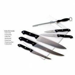 Brand new 🛒 Canterbury 7-Piece Stainless Steel Cutlery Knife Set with Cutting Board by Gibson 😉