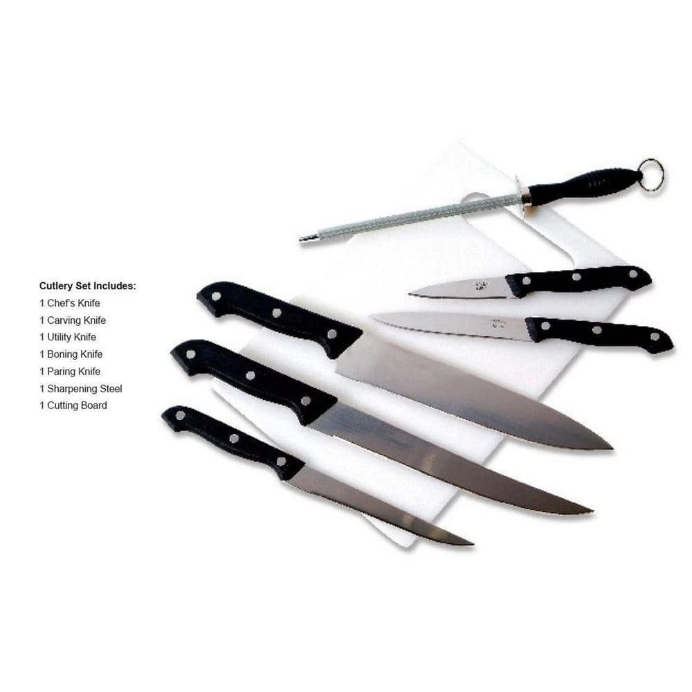 Brand new ๐ Canterbury 7-Piece Stainless Steel Cutlery Knife Set with Cutting Board by Gibson ๐ 3 Brand new ๐ Canterbury 7-Piece Stainless Steel Cutlery Knife Set with Cutting Board by Gibson ๐