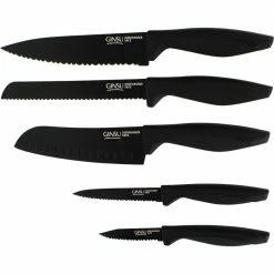 Flash Sale ❤️ Daku Series 5-Piece Ceramic 🧥 Coated Stainless Steel Black Knife Set by Ginsu 🔥