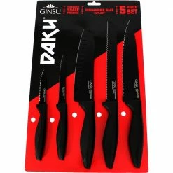 Flash Sale ❤️ Daku Series 5-Piece Ceramic 🧥 Coated Stainless Steel Black Knife Set by Ginsu 🔥 -Cutlery Sales ginsu knife sets dak kb ds 005 2 fa 1000