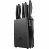 Promo 👍 Daku Series 10-Piece Stainless Steel Black Ceramic 🧥 Coated Knife Set with Black Wood Knife Block by Ginsu 🛒