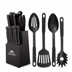 Outlet 🎁 Kiso 18-Piece Dishwasher Safe Black Block Knife Set by Ginsu 🥰