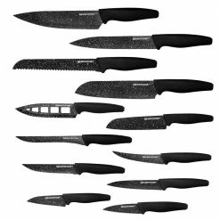 Coupon โ Nutri Blade 12-Piece Stainless Steel High-Grade Knife Set in Black by Granite Stone Diamond ๐