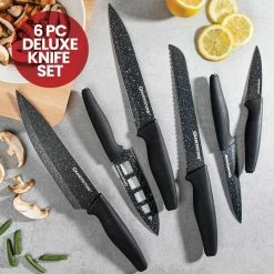 Best Pirce 🧨 6-Piece Stainless Steel Nutri Blade High-Grade Knife Set in Black by GRANITESTONE ✨ -Cutlery Sales granitestone knife sets 7665 1f 1000