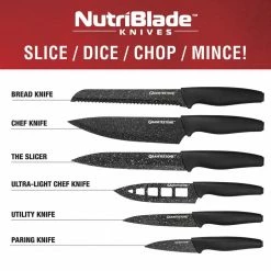 Best Pirce 🧨 6-Piece Stainless Steel Nutri Blade High-Grade Knife Set in Black by GRANITESTONE ✨ -Cutlery Sales granitestone knife sets 7665 40 1000