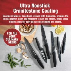 Best Pirce 🧨 6-Piece Stainless Steel Nutri Blade High-Grade Knife Set in Black by GRANITESTONE ✨ -Cutlery Sales granitestone knife sets 7665 4f 1000