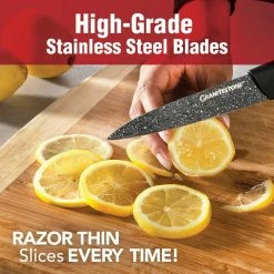 Best Pirce 🧨 6-Piece Stainless Steel Nutri Blade High-Grade Knife Set in Black by GRANITESTONE ✨ -Cutlery Sales granitestone knife sets 7665 fa 1000