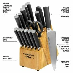 Budget ⌛ Nutri Blade Pro 14-Piece Stainless Steel Premium Chef Knife Set with Knife Block in Black by GRANITESTONE 💯 -Cutlery Sales granitestone knife sets 8070 1f 1000