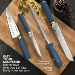 Flash Sale 🎉 Nutri Blade Pro 14-Piece Stainless Steel Premium Chef Knife Set with Knife Block in Blue by GRANITESTONE 💯 17 Flash Sale 🎉 Nutri Blade Pro 14-Piece Stainless Steel Premium Chef Knife Set with Knife Block in Blue by GRANITESTONE 💯 -Cutlery Sales granitestone knife sets 8100 31 1000