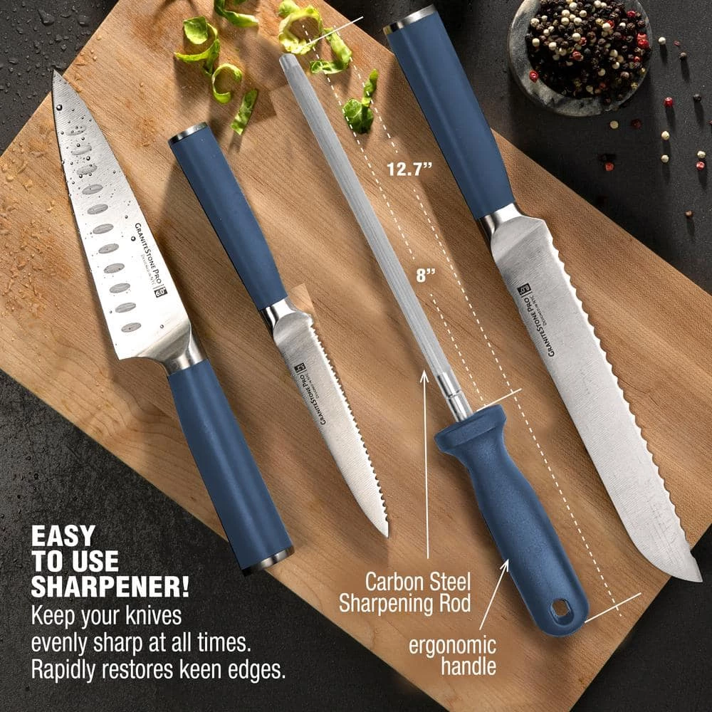 Flash Sale 🎉 Nutri Blade Pro 14-Piece Stainless Steel Premium Chef Knife Set with Knife Block in Blue by GRANITESTONE 💯 10 Flash Sale 🎉 Nutri Blade Pro 14-Piece Stainless Steel Premium Chef Knife Set with Knife Block in Blue by GRANITESTONE 💯 - Image 8