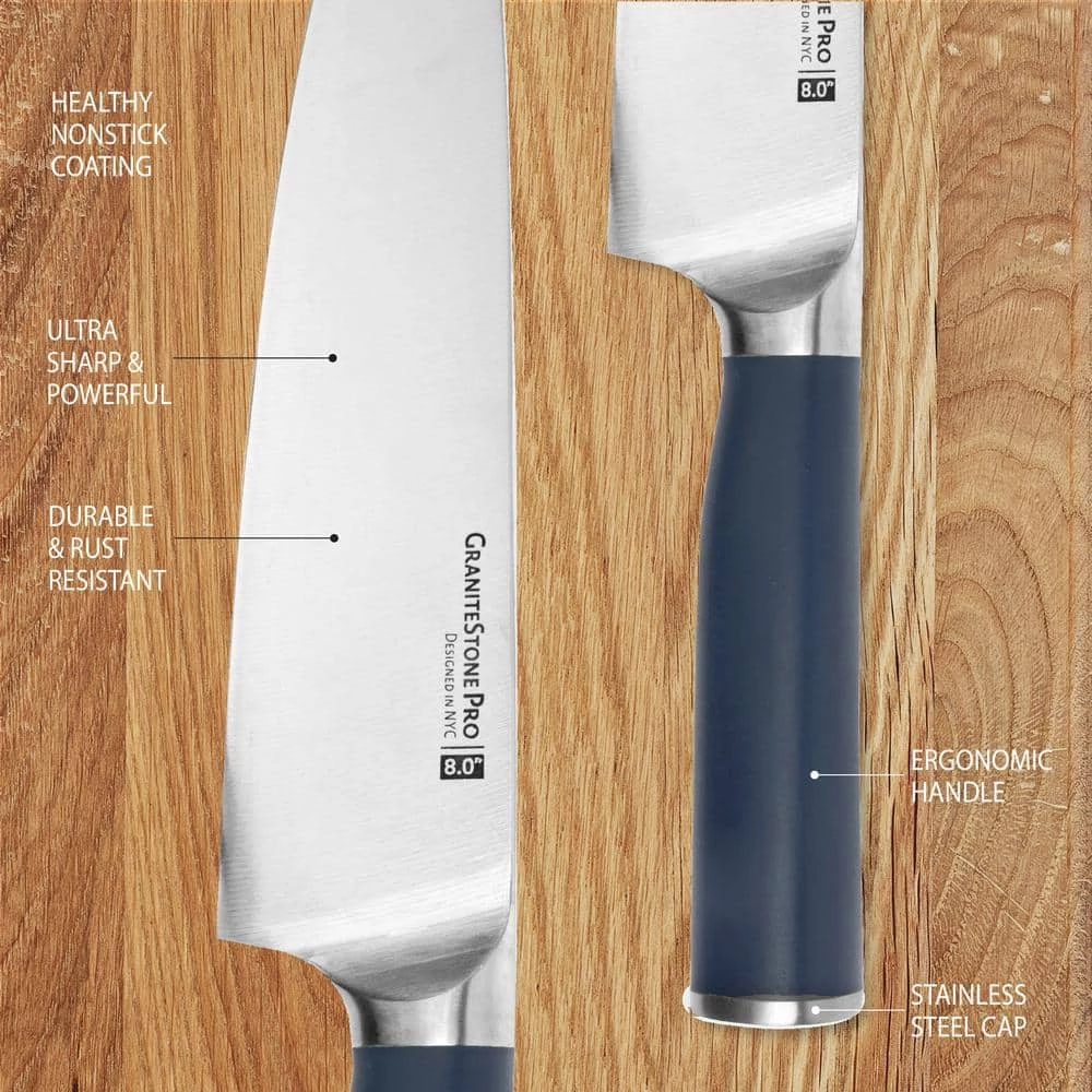 Flash Sale 🎉 Nutri Blade Pro 14-Piece Stainless Steel Premium Chef Knife Set with Knife Block in Blue by GRANITESTONE 💯 7 Flash Sale 🎉 Nutri Blade Pro 14-Piece Stainless Steel Premium Chef Knife Set with Knife Block in Blue by GRANITESTONE 💯 - Image 5