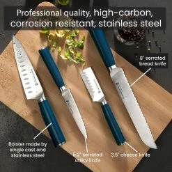 Flash Sale 🎉 Nutri Blade Pro 14-Piece Stainless Steel Premium Chef Knife Set with Knife Block in Blue by GRANITESTONE 💯 12 Flash Sale 🎉 Nutri Blade Pro 14-Piece Stainless Steel Premium Chef Knife Set with Knife Block in Blue by GRANITESTONE 💯 -Cutlery Sales granitestone knife sets 8100 4f 1000