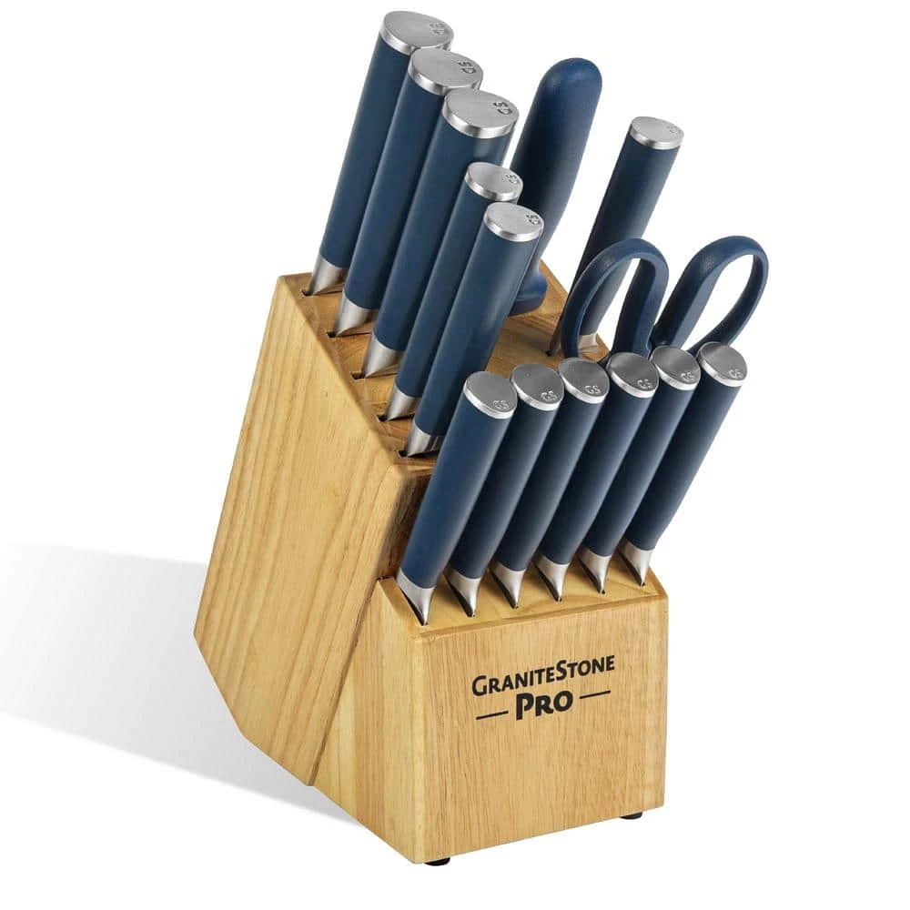 Flash Sale 🎉 Nutri Blade Pro 14-Piece Stainless Steel Premium Chef Knife Set with Knife Block in Blue by GRANITESTONE 💯 3 Flash Sale 🎉 Nutri Blade Pro 14-Piece Stainless Steel Premium Chef Knife Set with Knife Block in Blue by GRANITESTONE 💯