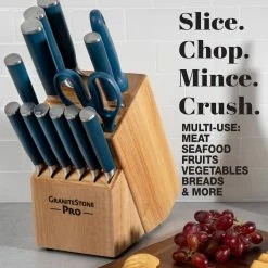 Flash Sale 🎉 Nutri Blade Pro 14-Piece Stainless Steel Premium Chef Knife Set with Knife Block in Blue by GRANITESTONE 💯 16 Flash Sale 🎉 Nutri Blade Pro 14-Piece Stainless Steel Premium Chef Knife Set with Knife Block in Blue by GRANITESTONE 💯 -Cutlery Sales granitestone knife sets 8100 76 1000