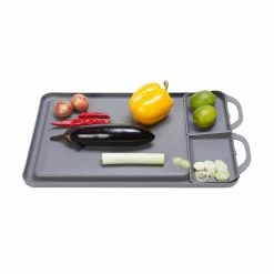 Best Pirce 😉 Double Save S PP, PE Square Cutting Board with Side Removable Compartments 12 in. x 18 in. by Unbranded 🤩 -Cutlery Sales gray cutting boards jmg b300s 76 1000