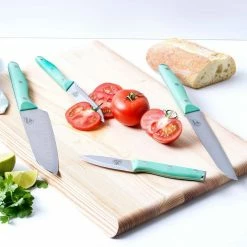 Outlet 😀 13-Piece High Carbon Stainless Steel Turquoise Wood Knife Block Set by GreenLife 👏 -Cutlery Sales greenlife knife sets cc005808 001 1f 1000