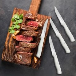 Wholesale 💯 6-Piece Stainless Steel Steak Knives Set in White by harriet 👍 -Cutlery Sales harriet knife sets hdhtb006wdm 31 1000