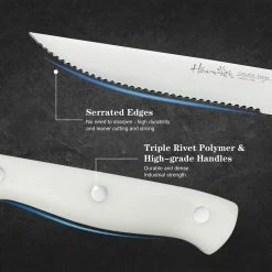 Wholesale 💯 6-Piece Stainless Steel Steak Knives Set in White by harriet 👍 -Cutlery Sales harriet knife sets hdhtb006wdm 4f 1000