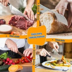 Coupon 😍 7-Piece Stainless Steel Knife Set with Knife Block and And Acacia Cutting Board by harriet ✔️ -Cutlery Sales harriet knife sets hdhtxs0007psdm 4f 1000