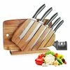 Coupon 😍 7-Piece Stainless Steel Knife Set with Knife Block and And Acacia Cutting Board by harriet ✔️