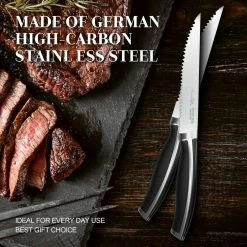 New 🎁 9 in. Stainless Steel Full Tang Serrated Edge Steak Knife with Stainless Steel Handle in Midnight Black (Set of 8) by harriet 🎉 15 New 🎁 9 in. Stainless Steel Full Tang Serrated Edge Steak Knife with Stainless Steel Handle in Midnight Black (Set of 8) by harriet 🎉 -Cutlery Sales harriet steak knives hdhtsk008xsdm 1f 1000