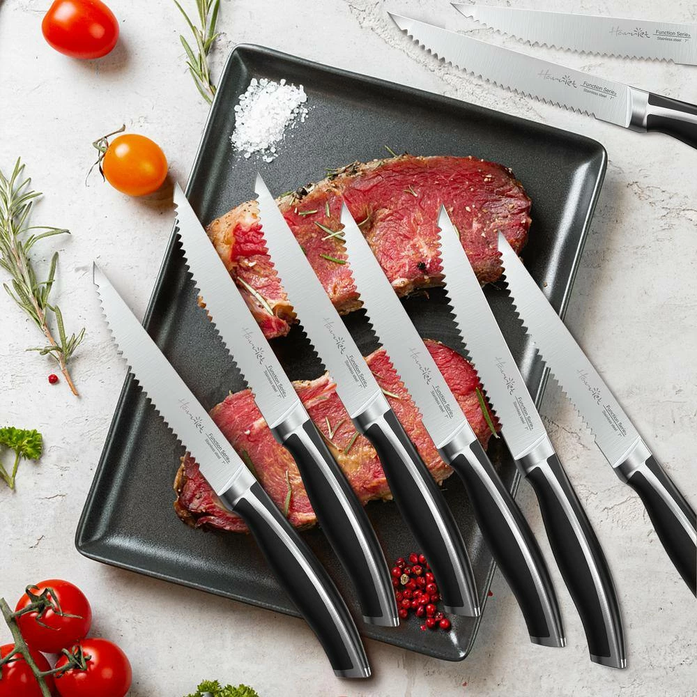New 🎁 9 in. Stainless Steel Full Tang Serrated Edge Steak Knife with Stainless Steel Handle in Midnight Black (Set of 8) by harriet 🎉 11 New 🎁 9 in. Stainless Steel Full Tang Serrated Edge Steak Knife with Stainless Steel Handle in Midnight Black (Set of 8) by harriet 🎉 - Image 9