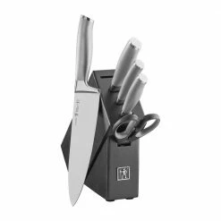 New ๐งจ Modernist 6-Piece Stainless Steel German Studio Knife Block Set by Henckels ๐