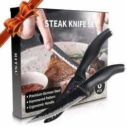 Budget ✔️ 4.5 in. Stainless Steel Partial Tang Serrated Edge Steak Knife with Alloy Steel Handle (Set of 6) by HOMEIBRO 😀 -Cutlery Sales homeibro steak knives 197100445e 1f 1000