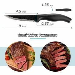 Budget ✔️ 4.5 in. Stainless Steel Partial Tang Serrated Edge Steak Knife with Alloy Steel Handle (Set of 6) by HOMEIBRO 😀 -Cutlery Sales homeibro steak knives 197100445e 44 1000