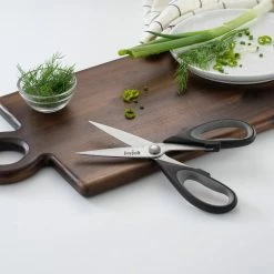 Best Sale 🧨 Heavy-Duty 8.75 in. Grey/Red Multi-Purpose Stainless Steel Kitchen Scissors Shears with Plastic Sheaths (Set of 2) by JoyJolt 😉 -Cutlery Sales joyjolt kitchen shears jkt15101 1f 1000