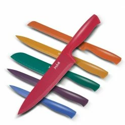 Budget 💯 Multi Color 12-Piece Stainless Steel Multi Purpose Kitchen Knife Set - Knives and 6 Blade Covers (Set of 6) by JoyJolt 🎉 -Cutlery Sales joyjolt knife sets jkn11905 fa 1000