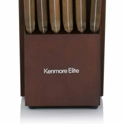 Hot Sale 🎁 Cooke 14- Piece Stainless Steel Knife Set in Dark Brown with Wood Block by KENMORE ELITE ✔️ -Cutlery Sales kenmore elite knife sets 985115270m 4f 1000