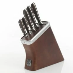 New 🎉 Truman 6-Piece Carbon Stainless Steel Cutlery Knife Set with Knife Block by Unbranded ⌛