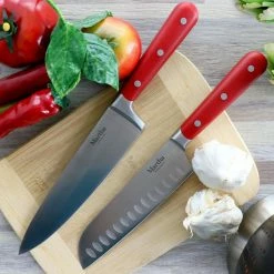 Coupon 🌟 14-Piece Stainless Steel Cutlery Set in Red with Acacia Wood Storage Block by MARTHA STEWART 😉 -Cutlery Sales knife sets 985118864m 66 1000