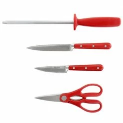 Coupon 🌟 14-Piece Stainless Steel Cutlery Set in Red with Acacia Wood Storage Block by MARTHA STEWART 😉 -Cutlery Sales knife sets 985118864m fa 1000