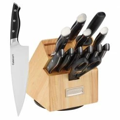 Brand new ๐ฅ 15-Piece Black Stainless Steel Knife Set with Rotating Swivel Block by Cuisinart ๐