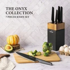 Best reviews of 👏 Onyx High Carbon German 7-Piece Stainless Steel Kitchen Knife Block Set by GRANDTIES ❤️ -Cutlery Sales knife sets gt107200001 fa 1000