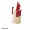 Cheap 🥰 13-Piece Stainless Steel Knife Set with Block in Red by Unbranded ⌛ -Cutlery Sales knife sets hdc73585 64 1000