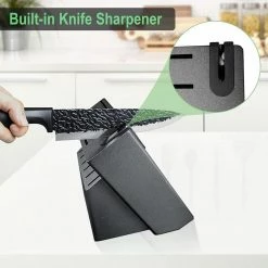 Hot Sale 👍 14-Piece Kitchen Knife Set with Wooden Block and Sharpener by Movisa 🎁 -Cutlery Sales knife sets mvdjs11 1f 1000