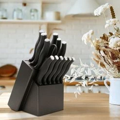 Hot Sale 👍 14-Piece Kitchen Knife Set with Wooden Block and Sharpener by Movisa 🎁 -Cutlery Sales knife sets mvdjs11 31 1000