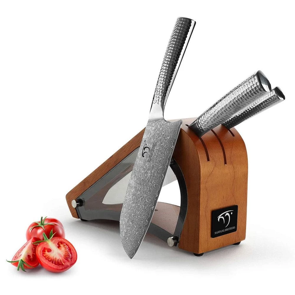 Coupon 👍 Damascus Kitchen Knife Set with Manchurian Ash Block, 4 Pieces by NANFANG BROTHERS ⭐ 4 Coupon 👍 Damascus Kitchen Knife Set with Manchurian Ash Block, 4 Pieces by NANFANG BROTHERS ⭐ - Image 2