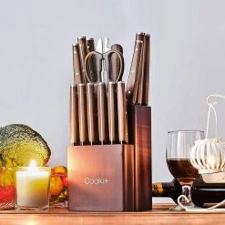 Wholesale 🎉 15-Piece Stainless Steel Espresso Kitchen Knife Sets with Manual Sharpener Knife by Unbranded 👍 -Cutlery Sales knife sets yt104157812 1f 1000