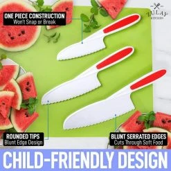 Top 10 🤩 Zulay 3-Piece Red Nylon Knife Set for Little Hands in the Kitchen Lettuce Knife by Zulay Kitchen 🧨 -Cutlery Sales knife sets z 3pcs knvs set red 4f 1000