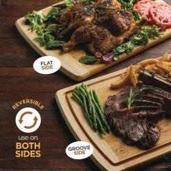 Discount 🤩 18 in. x 12 in. Rectangle Bamboo Cutting Board with Drip Grooves by Bambusi 🤩 -Cutlery Sales light brown qood bambusi cutting boards bel cbs 4f 1000