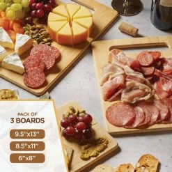 Wholesale 😍 3-Piece Bamboo Cutting Board Set - Wooden Kitchen Boards for Food Prep. 3 sizes 9.5 x 13, 8.5 x 11 and 6 x 8. by Bambusi 🎉 -Cutlery Sales light brown wood bambusi cutting boards bel cb 76 1000