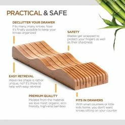 Coupon 😉 Bamboo Drawer Knife Block by Bambusi ✨ -Cutlery Sales light brown wood bambusi knife blocks storage bel kh 44 1000